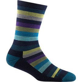Darn Tough Women's Mystic Stripe Crew Lightweight with Cushion Lifestyle Sock (Style 1644) - Gray, Small