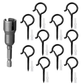 Uiivup 10Pcs Q-Hooks with seat Belt Buckles, Suitable for Hanging Plants, Party Wind Chimes, Christmas Lights, Ceilings, and Wall Mounted installations, with 1 nut Driver
