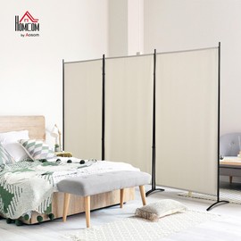 HOMCOM 6 Ft Tall 3 Panel Fabric Room Divider, Freestanding Partition Wall Divider, Folding Privacy Room Separator for Indoor, Home Office, Beige