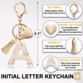 Alphabet Initial Letter Keychain, Butterfly Keychain Cute Resin, Initial Keychain to Backpack Charms, Key chain Gift for Women, Girls (A, WHITE)