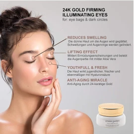 24K Gold Anti-Ageing Eye Cream - Instant Lifting Effect Thanks to Vitamin C & Hyaluronic Acid - Works Against Dark Circles thanks to Aloe Vera and Jojoba Oil Organic & Vegan - For All Skin Types 30 ml