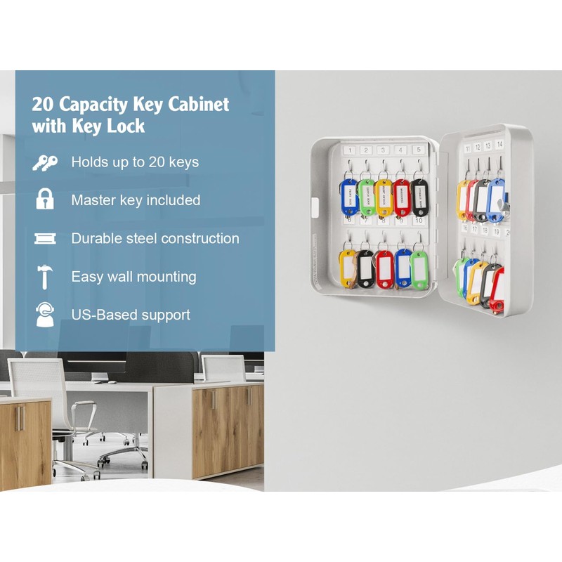 Barska 20 Position Key Cabinet – Wall Mount Steel Key