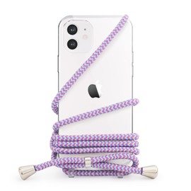 MINTY iPhone12 Case, iPhone12 Pro Case, Compatible with Both Models, Shoulder Strap, Clear, Purple, Mix