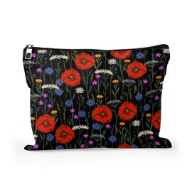 Cafl Makeup Bag Cosmetic Bag for Women Large Capacity Make Up Bag-10 * 8inch, Boho Wildflower