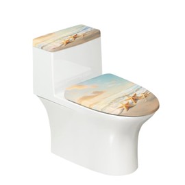 KUIFORTI Toilet Seat Cover Set Toilet Lid Cover 2 Pack Set Beach Starfish Bowl Decoration Comfortable