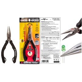 VAMPLIERS 5.5" Mini Precision Long Nose Pliers. Made in Japan. Needle Tip, Serrated Jaws, Wire Cutter & ESD Safe Grip. For Precision Work on PCB/SMD Electronics & PC Components/Electronic Repairs.
