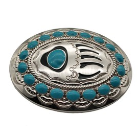 Xwest Native American Turquoise Bear Paw Belt Buckle