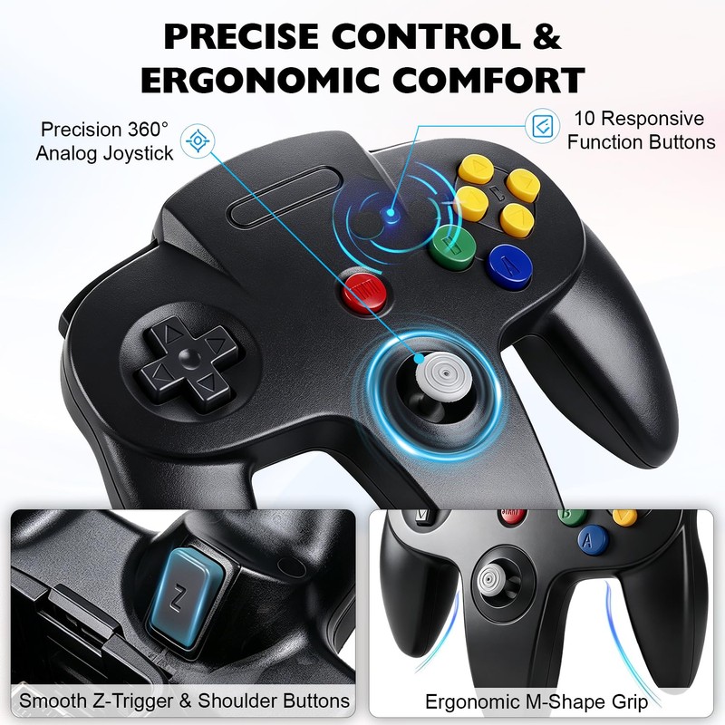 miadore Classic N64 Controller 2 Pack, Wired Retro N64 Remote