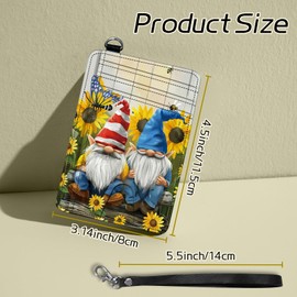 BWEGRHE Small Travel Wallets, Garden Gnome Slim Minimalist Front Pocket Wallet with Wristlet, RFID Blocking PU Leather Credit Card Holder with ID Window Change Purse for Men Women