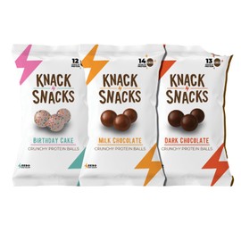 Knack Snacks | Snack Pack | Crunchy Protein Balls - Variety Pack (3x 1.2oz Bags) | High Protein Snack, Naturally Gluten Free Lower Sugar, Protein Balls