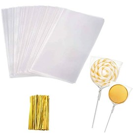 Yotelab Cake Pop Bags, 3x5 Inches Clear Cellophane Lollipop Bags With Twist Ties,100 Pcs