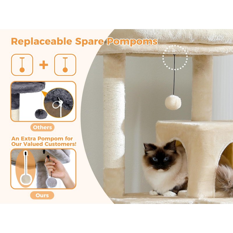MUTTROS Replacement Cat Tree Balls - Set of 6-Beige