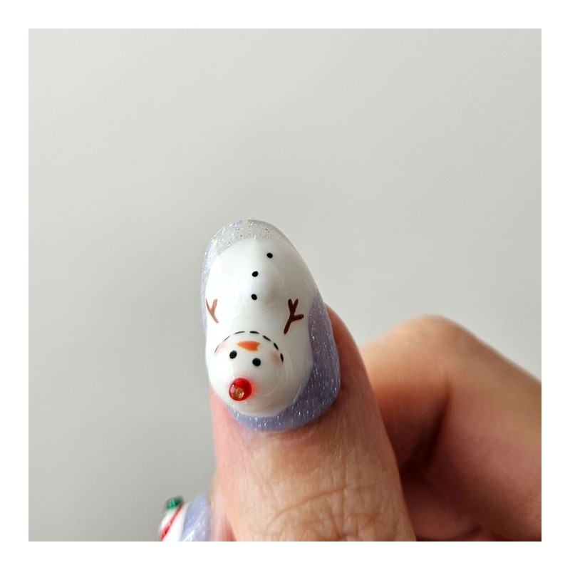 Snowman Village Handmade Nail Tips - Natural / 눈사람 마을