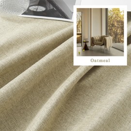 DUALIFE Faux Linen Curtains 108 Inches Long for Living Room 2 Panels Set Back Tab Draperies Neutral Earth Tone Blackout Curtains for Large Window Vertical 9 FT Tall 50 By108 Oatmeal Chartreuse