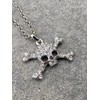 Skull Necklace Orb Saturn NANA Gothic Silver Rhinestone Crossbones Pendant