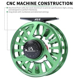 Maxcatch Fly Fishing Reel with CNC-machined Aluminum Body Avid Series Best Value - 1/3, 3/4, 5/6, 7/8, 9/10 Weights(Black, Green, Blue, Silver, Black&Silver) (Green, 7/8 wt)