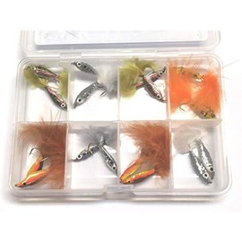 BestCity Fly Fishing Flies EPOXY MINNOWS 16 Flies for trout supplied with FREE clip shut fly box #340,