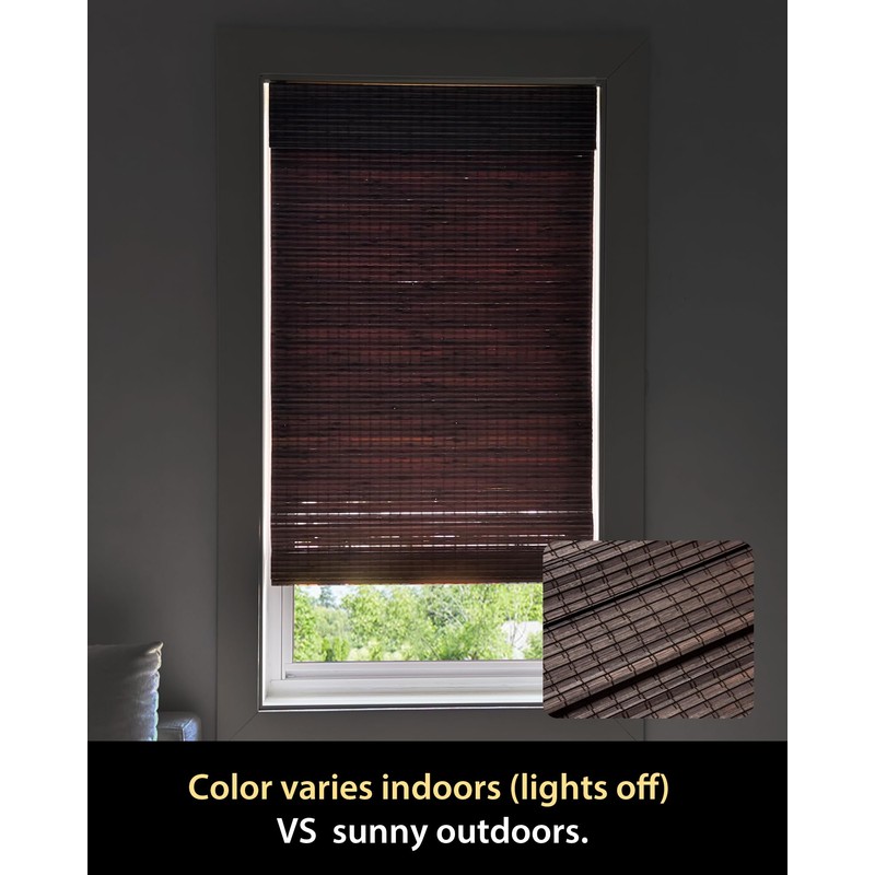 UNISHADES Cordless Bamboo Roman Shades for Windows, Blinds Size (31.5"