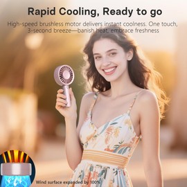 Mizong Portable Handheld Fan, USB Personal Fan Rechargeable Battery Operated 10H Working Cooling Time Mini Small Design with Base for Desktop/Travel/Outdoor/Vacation/Concerts/Lash Makeup-Pink