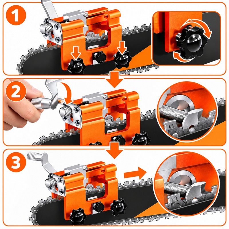 10 pcs Portable Chainsaw Chain Sharpening Jig – Hand-Crank Manual