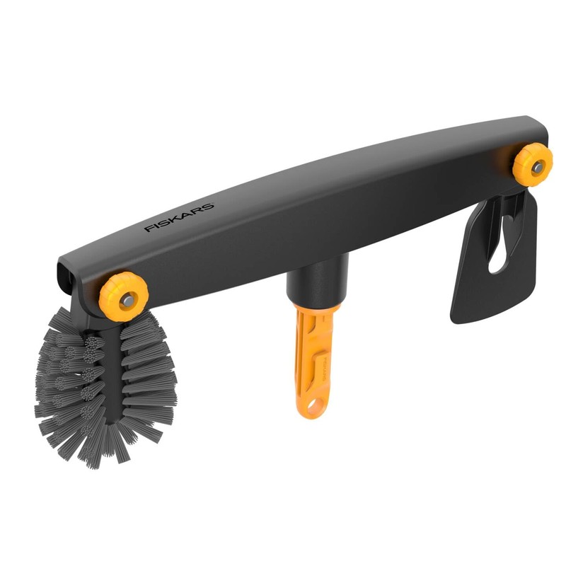 Fiskars Oneclick Pulitore per Grondaie, Accessorio con Raschietto e Spazzola,