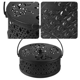 UICCVOKK Metal Incense Stick Holder with Handle Lid, Mosquito Spiral Holder, Mosquito Coil Holder, Portable Incense Holder for Living Room, Bedroom, Study, Office, Mother's Day Gift