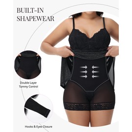 SHAPESHE Slip Dress for Women Shapewear Backless Long Cocktail Shaper Full Slips Formal Gown Night Bodycon with Spaghetti Strap Black