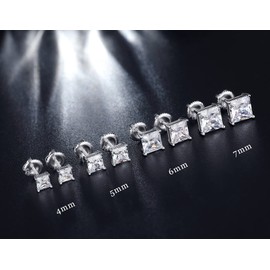 jiamiaoi 18K White Gold Plated Sparkling Round Stud Earrings Silver Stone with Locking Earrings Studs Diamond Earrings for Men Stud Earrings Men's Earrings Silver 925 4 mm - 8 mm, Sterling Silver