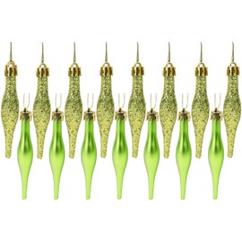Christmas Concepts® Pack Of 15-8.5cm, 85mm (3.4") Droplet Baubles - Matte & Glitter Design - Christmas Baubles (Lime Green)