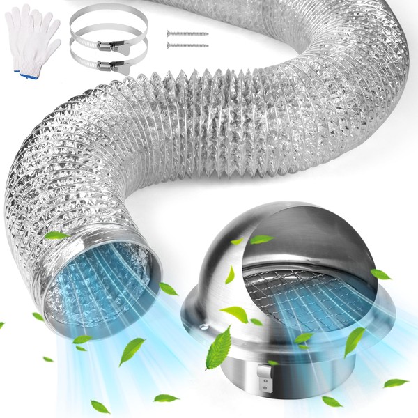 4'' Metal Round Dryer Vent Cover and 4'' Insulated Flexible
