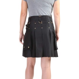 Damn Near Kilt 'Em Women's Rhona Utility Kilt Large Black