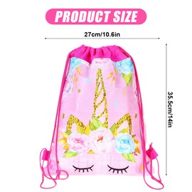 Copbopwn Unicorn Backpack for Kids, Drawstring Bags Waterproof Swimming Bag Draw String Bags Pack Unicorn Drawstring Gym Bag Cartoon Drawstring Backpack Gift for Girls Outdoor Sport (Pink - 2)