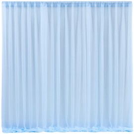 10x10 Blue Tulle Backdrop Curtains for Parties, Sheer Backdrop Curtain Wedding Photo Backdrop Drapes for Baby Shower Photography Birthday Party