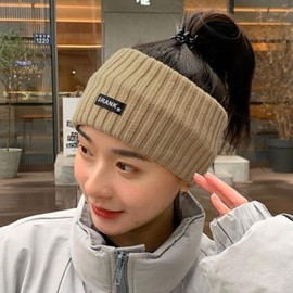 Women's Casual Bandana Ribbed Knit Wide Headband Band Black/ONE 5ea