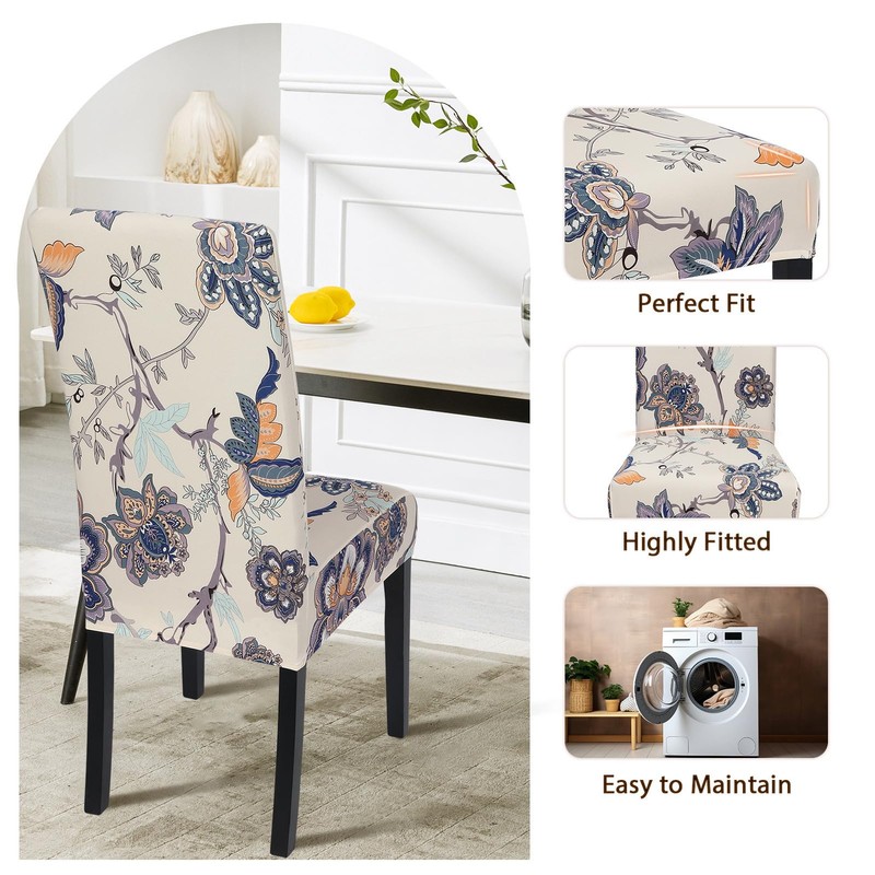 SearchI Fit Stretch Removable Washable Short Dining Chair Covers Slipcover