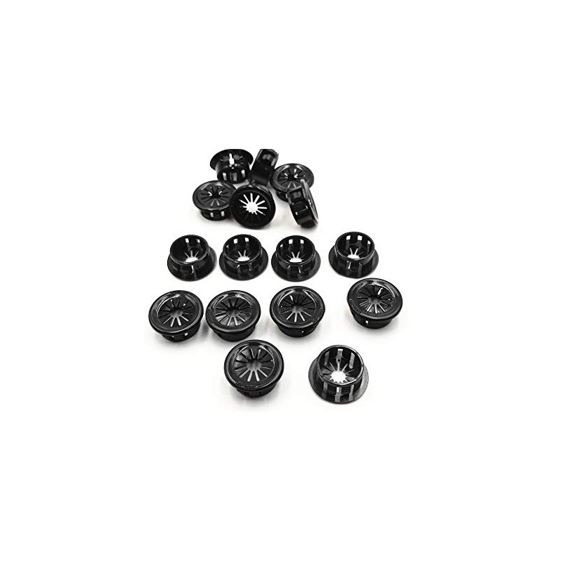 25mm Dia Snap-In Webbed Plastic Cable Bushing Grommet Black 40pcs