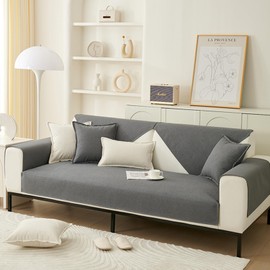 Ksriylm Anti-Scratch Couch Cover, Waterproof Sectional Couch Slipcover, Sofa Cover for Pets, Cover for 3 Cushion Couch, Love Seat, Non Slip,Breathable,1 Pc 36''x70'' Size,Grey.