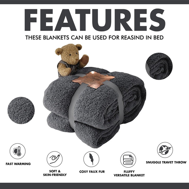 Teddy Bear Fleece Blanket, Luxury Super Soft Sherpa Throw for