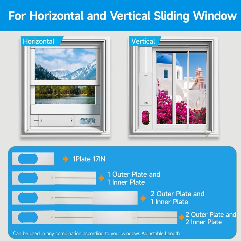 Window Vent Kit with 59" Length Hose, Adjustable Window Seal