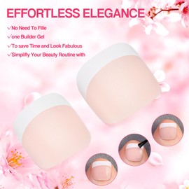 INENK French Tips Nail Tips, 240PCS White-Light Natural White French Press on Toe Nail Pre-applied with a Tip Primer and Base Coat, 15 Size Soft Gel Fake Nails for Nail Extension Home DIY
