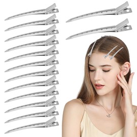 48Pcs Pin Hair Clips, 3.5 Inch Silver Metal Hair Clip Duck Bill Clip for Sectioning Styling, Extensions, Hairdressing, Women Alligator Clips for Roller Salon Bows DIY Accessories