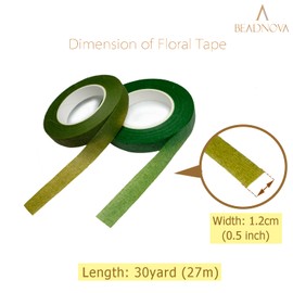 BEADNOVA Floral Tape 1/2inch Mix Dark Green Flower Tape for Bouquets Floral Arranging Stem Wrap Craft (Dark and Moss Green, Total 60yards)