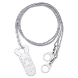 Hearing Aid Anti-Lost Lanyard, Gray Dual Clear Clips Lanyard, Hearing Amplifier Rope - Never Lose Your Hearing Aid Again! Ideal for Seniors & Kids in Daily Use