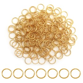 TOAOB 200pcs Open Jump Rings Stainless Steel Gold 8 mm Connector Jewellery Chain Links for Bracelet Necklace Making Craft