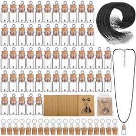 Teenyyou 50/100 Set Mustard Seed Faith Necklace Christian Gifts for Woman DIY 0.5ml Mini Glass Jars Craft Necklace with Christian Faith Cards Mother‘s Day Gifts, Without Mustard Seed(Classical,100)