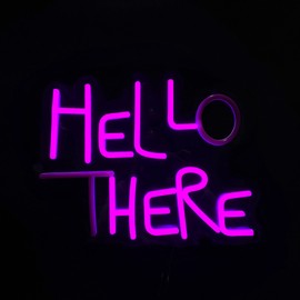 Hello There Neon Signs for Wall Decor, Hell Here Neon Lights Signs for Room Decor, Led Light Up Sign with USB Powered for Bar, Hotel, Cafe, VIP Room, Home Decoration