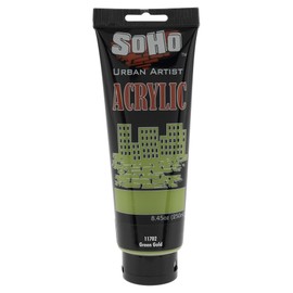 SoHo Urban Artist Heavy Body Acrylic Paint - 250 ml Tube - Green Gold - Thick, Rich Color, Excellent Coverage, Professional Quality - Artists Acrylic Paint