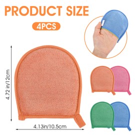 Ptwola 4 Pcs Facial Scrub Exfoliator Mitts Deep Hand Exfoliating Face Polishing Gloves Face Body Skin Cleaning Mitten Cleanser Dead Dry Remover Scrubber Pad Tool for Men Women Bath Shower Spa Skincare