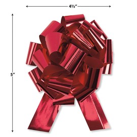 Current Metallic Christmas Pull Bows Value Pack, 5" Pull Bows- Set of 12, Makes Bows with Tie-On Ribbon, Easy Flat Storage, 4 Each of Red, Green & Silver Foil Holiday Gift Wrap