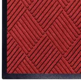 WaterHog Diamond | Commercial-Grade Entrance Mat with Rubber Border – Indoor/Outdoor, Quick Drying, Stain Resistant Door Mat (Solid Red, 3' x 6')